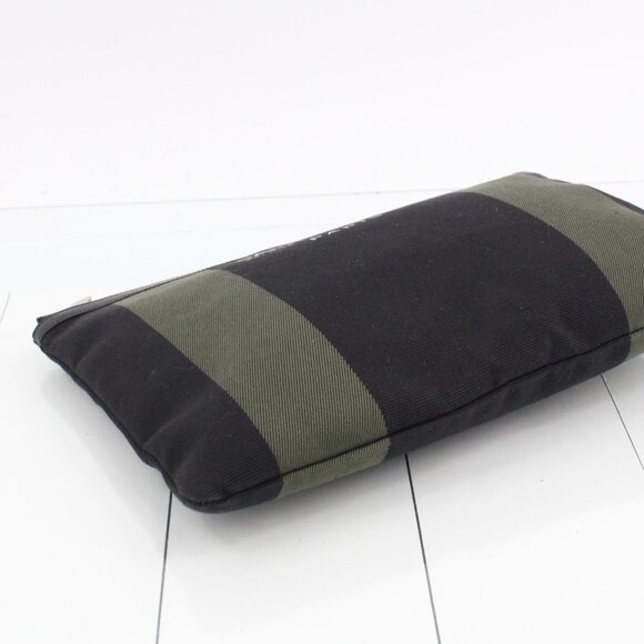 Saint Laurent Black/Green Stripe Canvas Zip Pouch - Picture 6 of 13